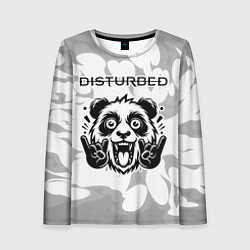 Женский лонгслив Disturbed рок панда на светлом фоне