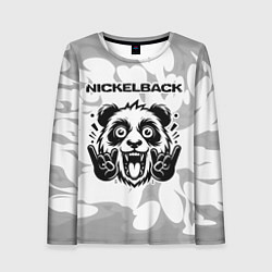 Лонгслив женский Nickelback рок панда на светлом фоне, цвет: 3D-принт