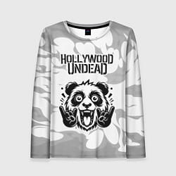 Лонгслив женский Hollywood Undead рок панда на светлом фоне, цвет: 3D-принт