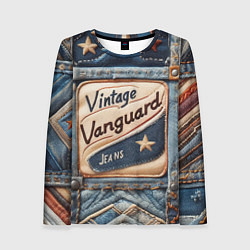 Лонгслив женский Vintage vanguard jeans - patchwork, цвет: 3D-принт
