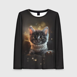 Лонгслив женский Котенок в свитере - нейросеть, цвет: 3D-принт