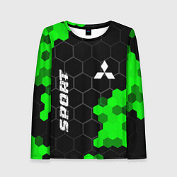 Лонгслив женский Mitsubishi green sport hexagon, цвет: 3D-принт