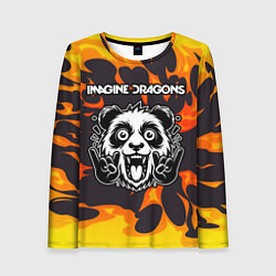 Лонгслив женский Imagine Dragons рок панда и огонь, цвет: 3D-принт