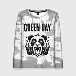 Женский лонгслив Green Day рок панда на светлом фоне