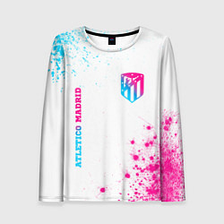 Лонгслив женский Atletico Madrid neon gradient style вертикально, цвет: 3D-принт