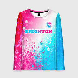 Лонгслив женский Brighton neon gradient style посередине, цвет: 3D-принт