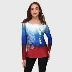 Лонгслив женский Герб России и флаг, цвет: 3D-принт — фото 2