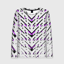 Лонгслив женский Black and purple stripes on a white background, цвет: 3D-принт