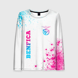 Лонгслив женский Benfica neon gradient style вертикально, цвет: 3D-принт