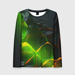 Лонгслив женский Зеленая абстрактная неоновая текстура, цвет: 3D-принт
