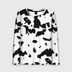 Лонгслив женский Черно белый пятнистый узор, цвет: 3D-принт