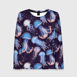 Лонгслив женский Светящиеся медузы, цвет: 3D-принт