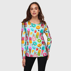 Лонгслив женский Летние сладости, цвет: 3D-принт — фото 2