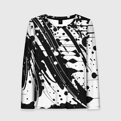 Лонгслив женский Чёрно белая абстракция - кляксы, цвет: 3D-принт
