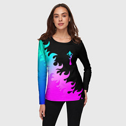 Лонгслив женский Hellsing неоновый огонь, цвет: 3D-принт — фото 2