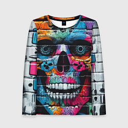 Женский лонгслив Crazy color skull - graffiti