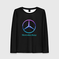 Лонгслив женский Mercedes neon logo, цвет: 3D-принт