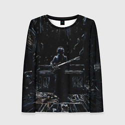 Лонгслив женский Разноцветный силуэт музыканта, цвет: 3D-принт