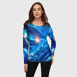 Лонгслив женский Синяя объемная абстракция со вспышкой, цвет: 3D-принт — фото 2