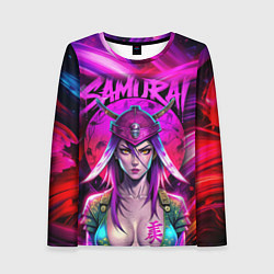 Женский лонгслив Девушка самурай в откровенном костюме