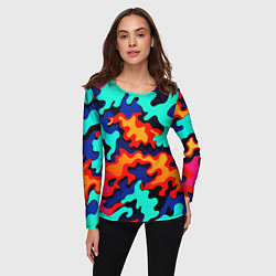 Лонгслив женский Разноцветный кислотный камуфляж, цвет: 3D-принт — фото 2