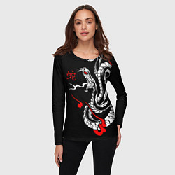 Лонгслив женский Иллюстрация змеи в японском стиле, цвет: 3D-принт — фото 2