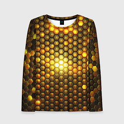 Лонгслив женский Металлические соты - роскошный блеск золота, цвет: 3D-принт