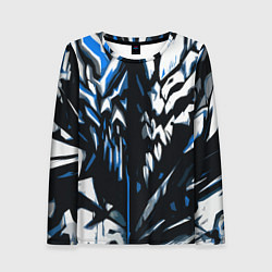 Женский лонгслив White and blue abstraction on a black background
