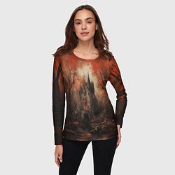 Лонгслив женский Замок в осеннем лесу, цвет: 3D-принт — фото 2