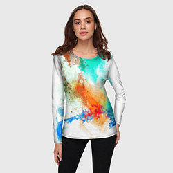 Лонгслив женский Штрихи красок цветные, цвет: 3D-принт — фото 2