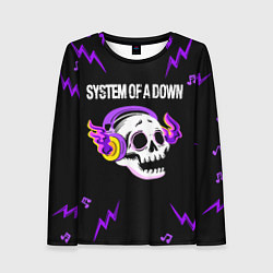 Лонгслив женский System of a Down неоновый череп, цвет: 3D-принт