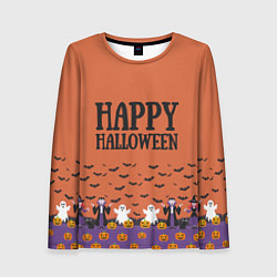 Лонгслив женский Happy Halloween pattern, цвет: 3D-принт