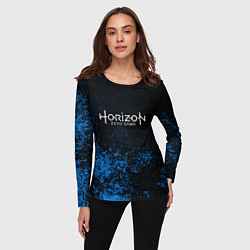 Лонгслив женский Horizon: Zero Dawn синие брызги красок, цвет: 3D-принт — фото 2
