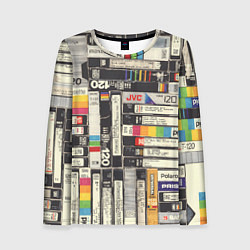 Лонгслив женский Видеокассеты vhs, цвет: 3D-принт