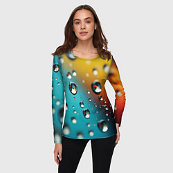 Лонгслив женский Крупные капли на цветном фоне, цвет: 3D-принт — фото 2
