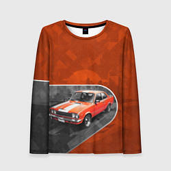 Лонгслив женский Оранжевый ретроавтомобиль, цвет: 3D-принт