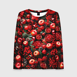 Женский лонгслив Рождественские ягоды и фрукты