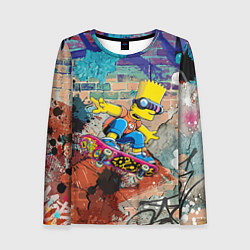 Лонгслив женский Bart Simpson on a skateboard - graffiti, цвет: 3D-принт