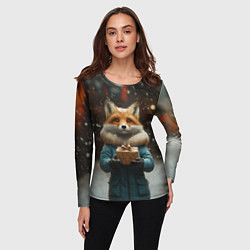 Лонгслив женский Лиса с подарком, цвет: 3D-принт — фото 2