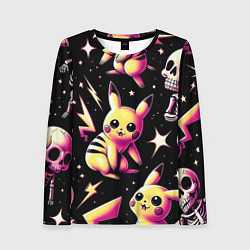 Лонгслив женский Pikachu and skeletons - pattern, цвет: 3D-принт