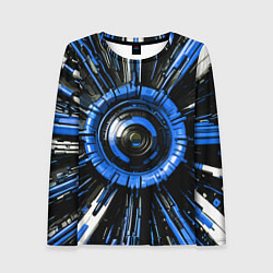 Женский лонгслив Чёрно-синяя сфера киберпанк