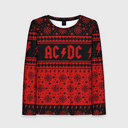 Лонгслив женский ACDC christmas sweater, цвет: 3D-принт