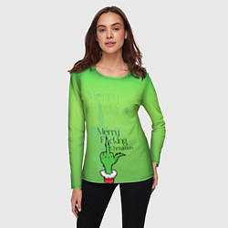 Лонгслив женский Гринч merry fucking christmas, цвет: 3D-принт — фото 2