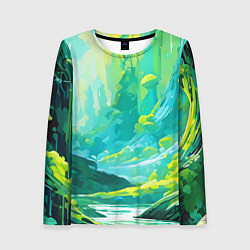 Женский лонгслив Зелёная кислотная абстракция