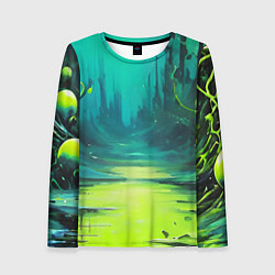Лонгслив женский Зелёная кислотная абстракция, цвет: 3D-принт