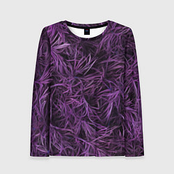 Женский лонгслив Фиолетовая трава на чёрном фоне