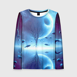 Женский лонгслив Луна и рыбы - нейроарт фантазия