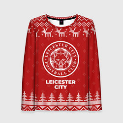 Лонгслив женский Новогодний Leicester City с оленями, цвет: 3D-принт