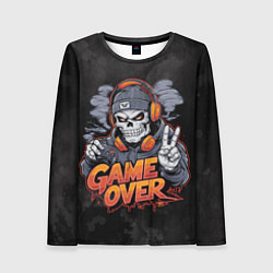 Лонгслив женский Скелет геймер с геймпадом, цвет: 3D-принт