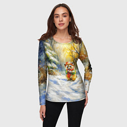 Лонгслив женский Новогодняя маленькая лисичка, цвет: 3D-принт — фото 2